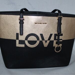 Michael Kors Black and Gold LOVE Tote